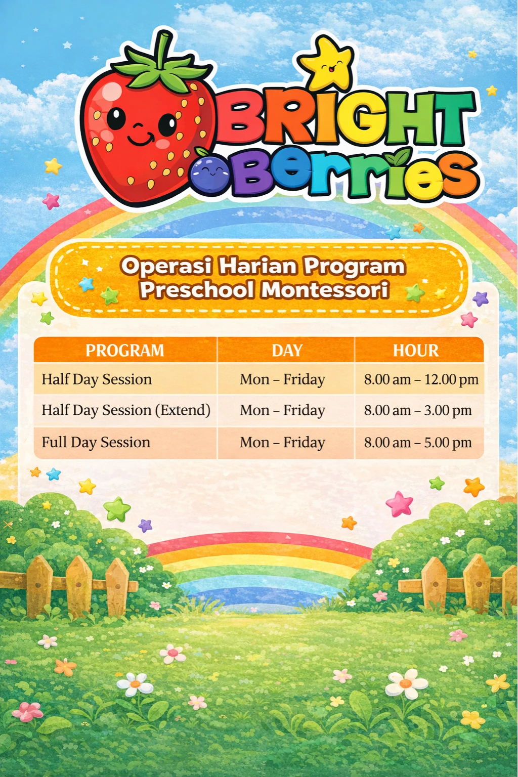 Operasi Harian Program Preschool Montessori